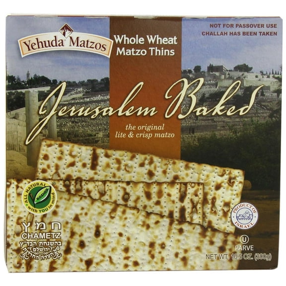 (Pack of 6) Yehuda Matzos Jerusalem Baked Whole Wheat Matzo Thins, 10.5 oz