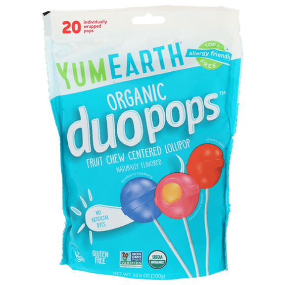 (Pack of 6) YumEarth Lollipop Drop Fruit Chew Center 10.6 Oz