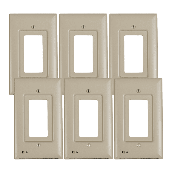 Pack of 6 briteOWL Power Failure LED Light Up Outlet Cover, Unaffected by Electrical Outage, Decora Cream