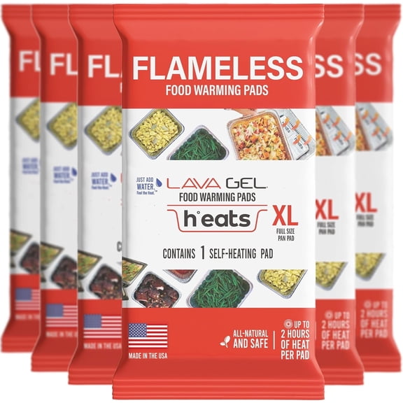 Lava Gel Flameless Food Warming Pads, Portable Disposable Food Warmer, Full Size 17 x 20, Pack of 6