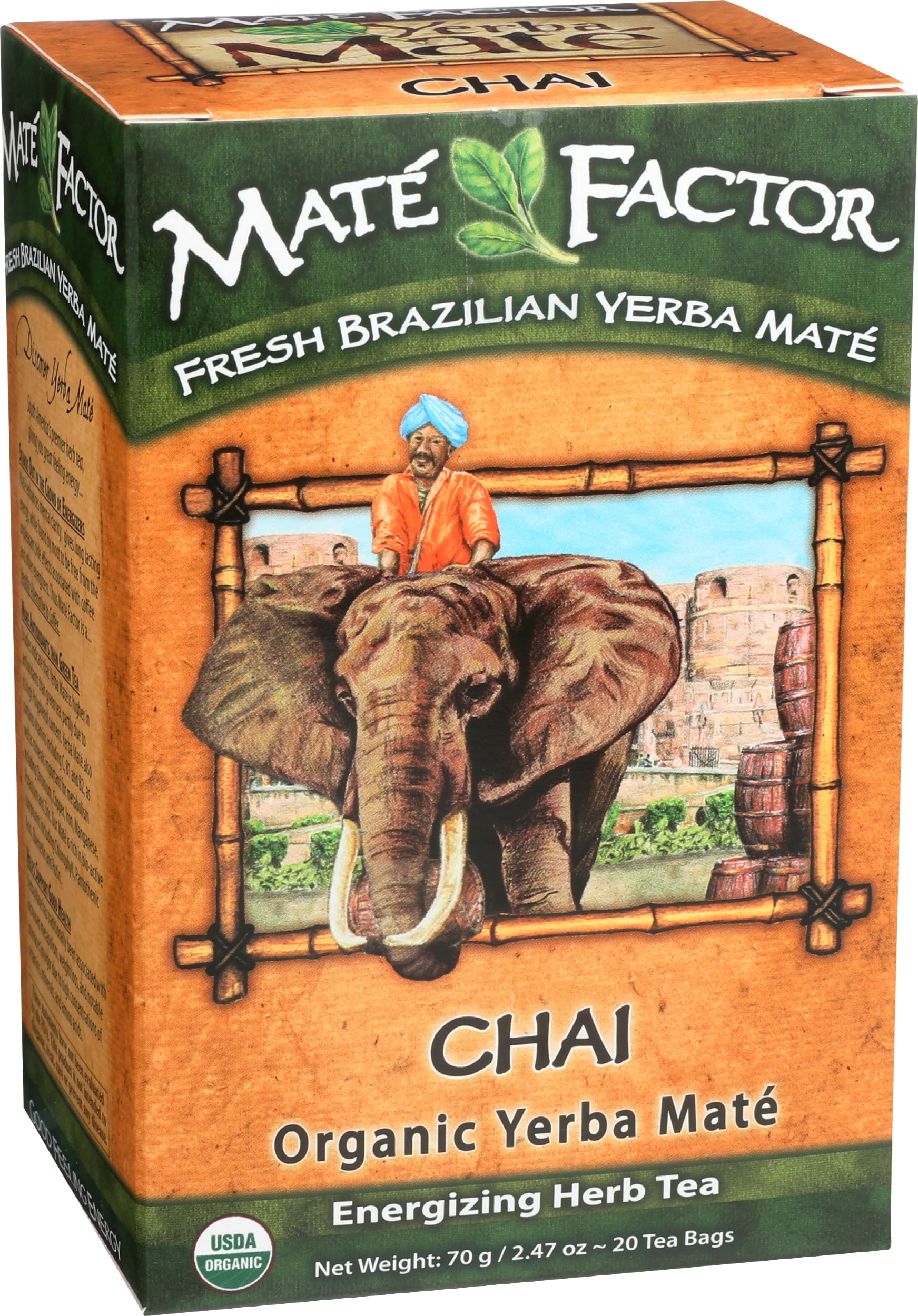 (Pack of 6) mate Factor Organic yerba Mate Chai, 2.47oz