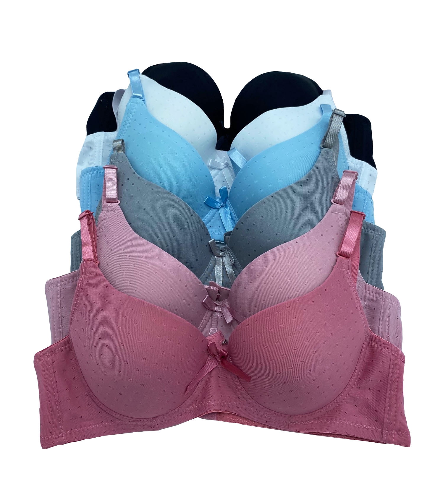 Pack of 6 pieces Women's Wired Basic Regular Padded Everyday Bras A/B/C/D/DD 30A (70368-62R4)