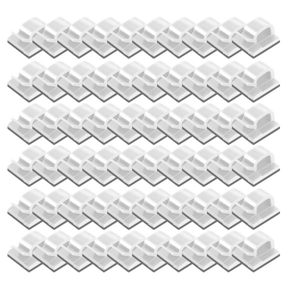 Pack of 60 Cable Clips with Strong Self-Adhesive Cable Management TV Wire Holder Sticky Tidy Organizer Wire Clip Holder