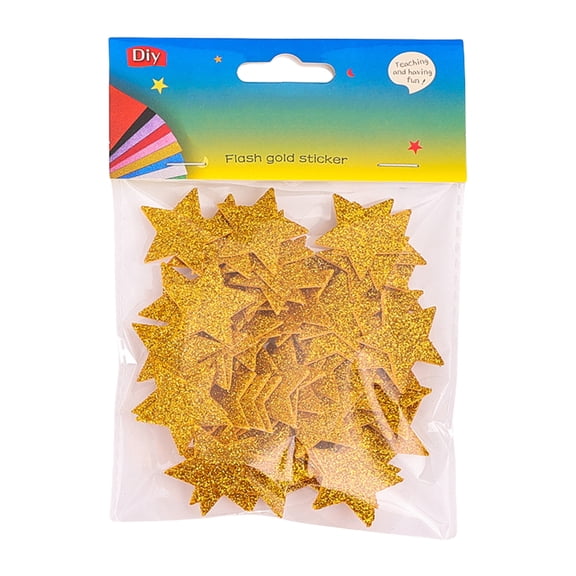 Pack of 60 Sparkling Sticker Star Shape Glittering Sticker Adhesive Star Teacher Reward Sticker for Craft and Decoration