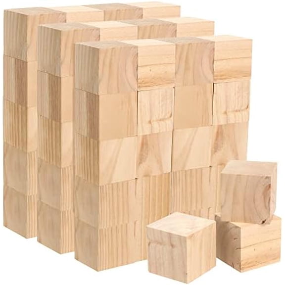 Pack of 60 Wooden Cubes, 2 Inch Natural Unfinished Wood Blocks, Blank Wood Cubes Blocks for DIY Crafts, Puzzle Making, Painting, Carving$$Art & Craft