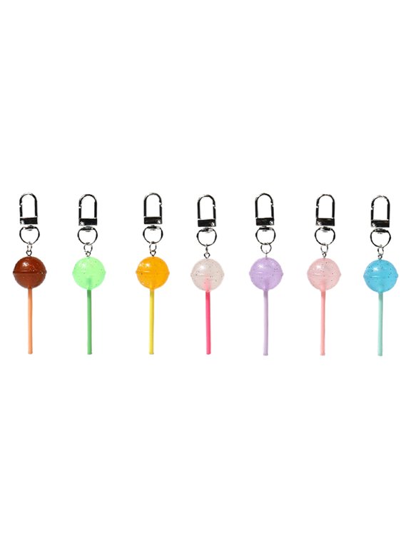 Pack of 7 Colorful Macaron Candy Keychain Set Lollipop Key Jewelry Cute Key Ornament Key Decorations for Key and Bag