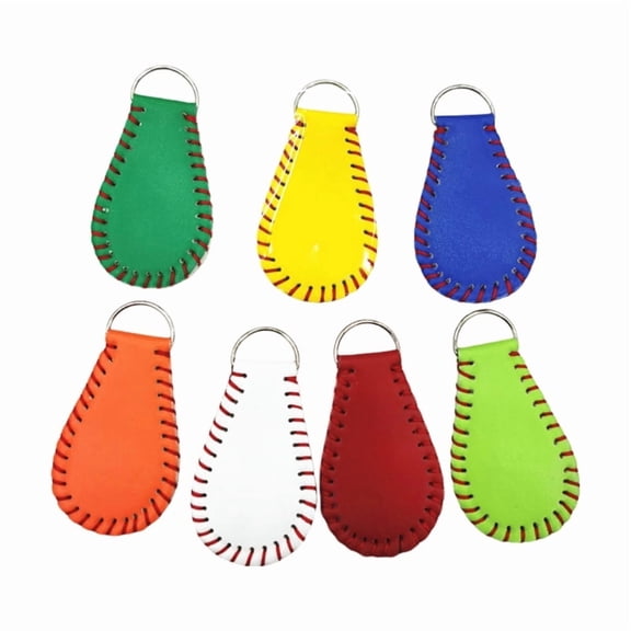 Pack of 7 Small Baseball Softball Keychains Sturdy PU Leather Sports Themed Charm Portable Fashion Accessories