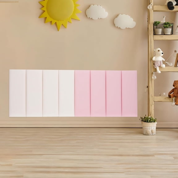 Pack of 8 3D Anti-Collision Wall Padding for Kids, Peel and Stick Headboard Panels, Self-Adhesive Bedroom/Living Room Upholstered Wall Panel