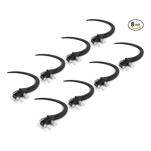 | (Pack of 8) 9" Hay Accumulator Grapple Hook Kit with 3/8" U-Bolts, Nuts, Washers