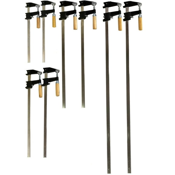 Pack of 8 Bar Clamps, 2 ea. of 12"-18"-24"- & 36" Heavy Duty Woodworking, Quick Release Type