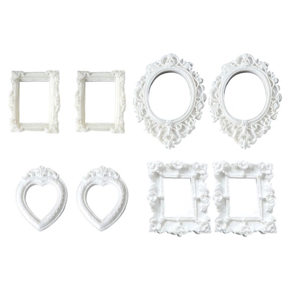 Pack of 8 Baroquely Styles Picture Frame Figurine for Various Decoration Living Room and Studios Photoshoots Props