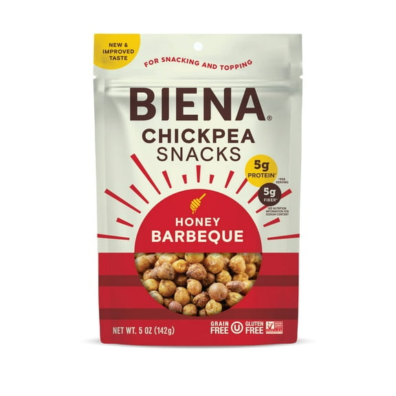 Pack of 8, Biena Honey Barbeque Roasted Chickpeas, 5 oz