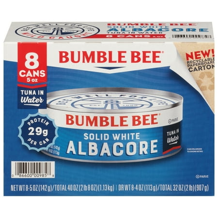 (Pack of 8) Bumble Bee Solid White Albacore Tuna in Water, 5 oz cans