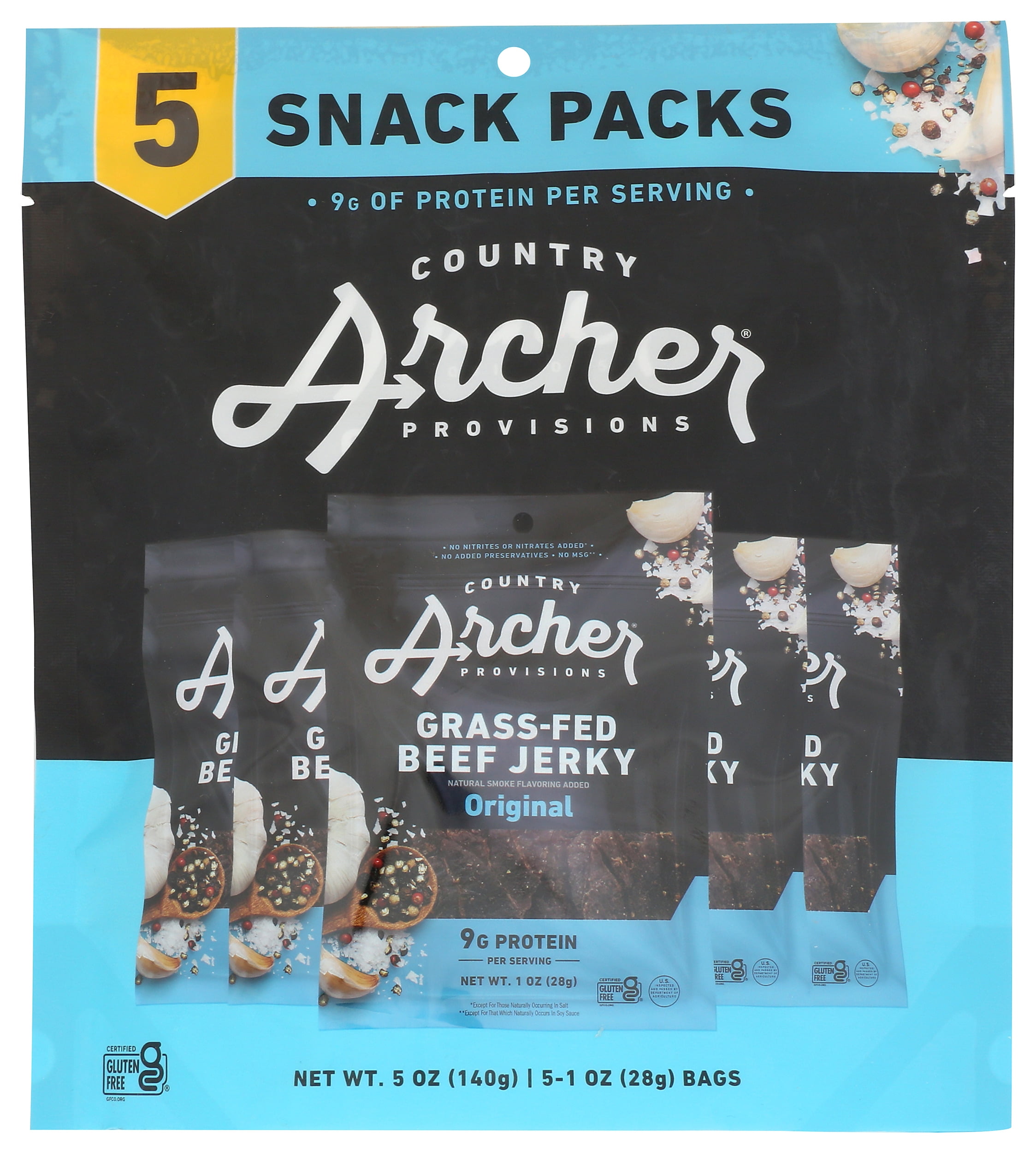 (Pack of 8), Country Archer Original GrassFed Beef Jerky, 5 oz