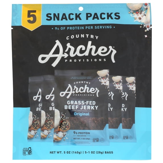 (Pack of 8), Country Archer Original Grass-Fed Beef Jerky, 5 oz