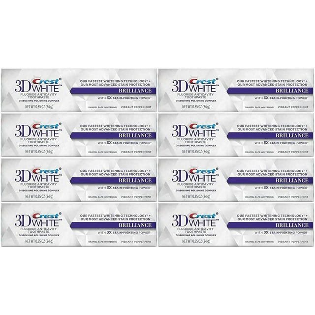 (Pack of 8) Crest 3D White Brilliance Whitening Toothpaste, Vibrant