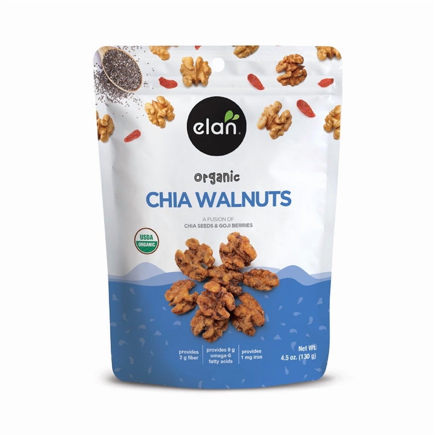 (Pack of 8), Elan Organic Chia Walnuts, 4.5 oz