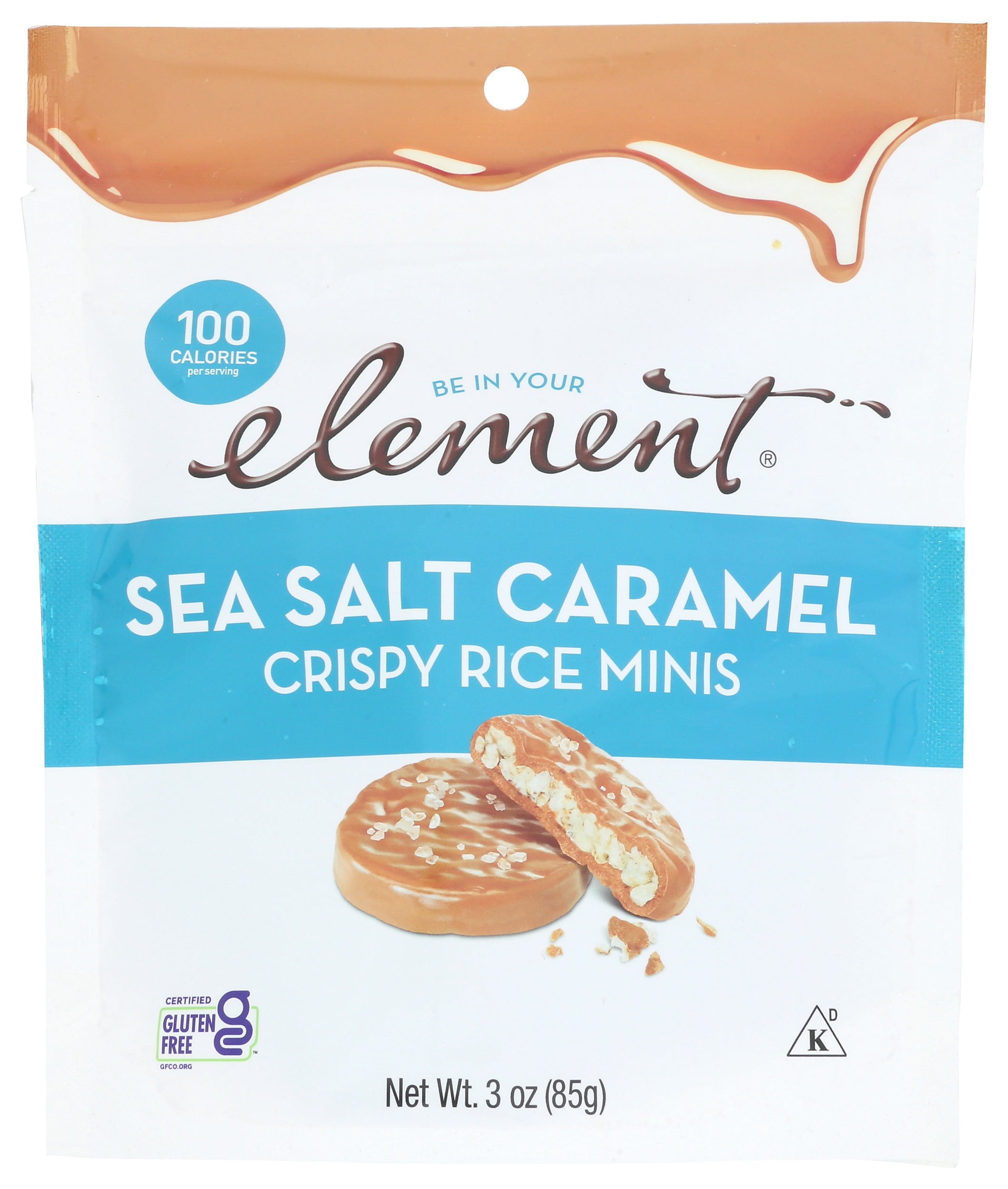 Pack of 8, Element Snacks Sea Salt Caramel Crispy Rice Minis, 3 oz