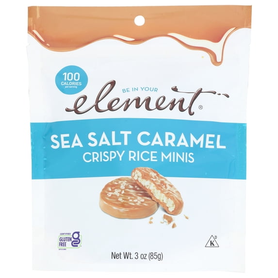 Pack of 8, Element Snacks Sea Salt Caramel Crispy Rice Minis, 3 oz