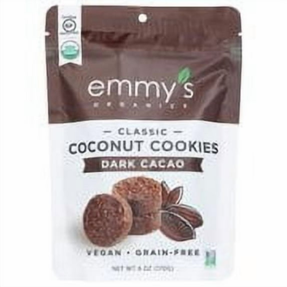 (Pack of 8) Emmy's Organics Classic Dark Cacao Coconut Cookies, 6 oz