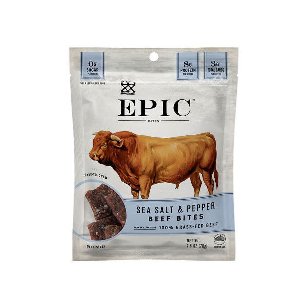 (Pack of 8), Epic Beef Sea Salt and Pepper Bites, 2.5 oz