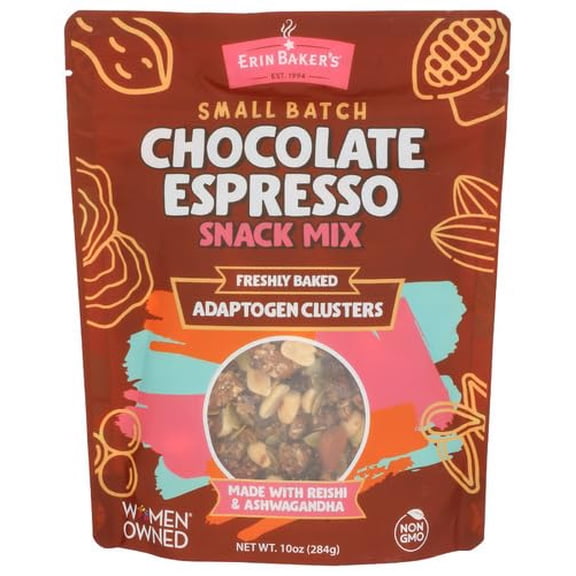 (Pack of 8) Erin Baker's Snack Mix Chocolate Espresso 10 Oz