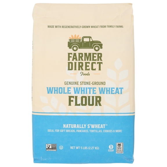 Pack of 8, Farmer Direct Foods Whole White Wheat Flour, 5 lb