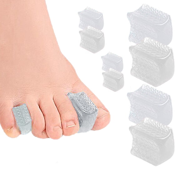 Pack of 8 Gel Toe Separator, (1/4" Thick) Big Toe Spacers, Single Loop Toe Spreader for Bunions, Overlapping Toe, Corrector and Spacer