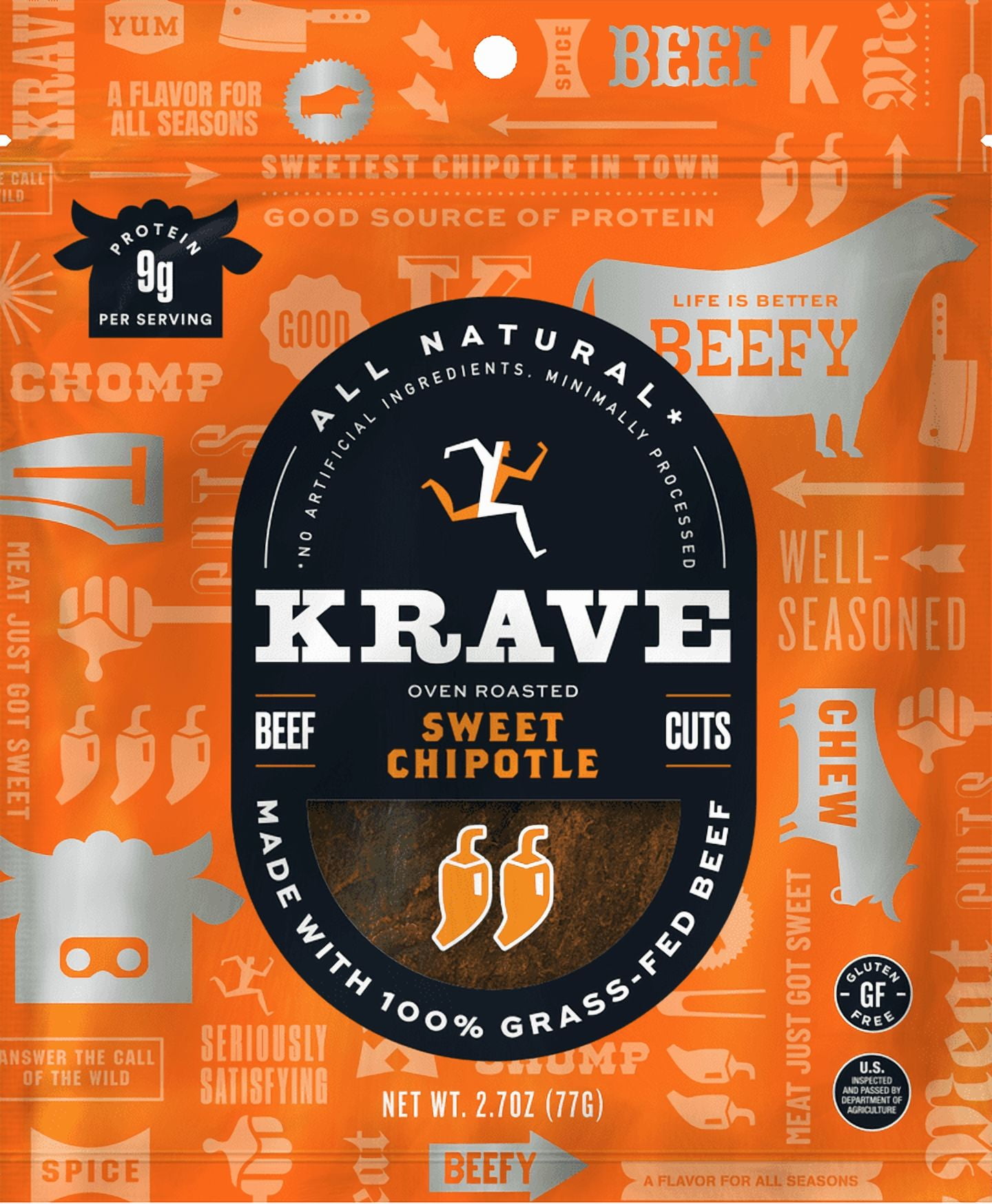 Pack of 8, Krave Sweet Chipotle Beef Cuts, 2.7 oz