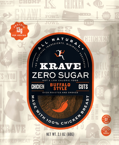Pack of 8, Krave Zero Sugar Buffalo Style Chicken Cuts, 2.1 oz