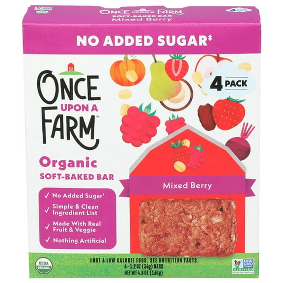 (Pack of 8) Once Upon a Farm Bar Baked Mixed Berry 4-Pack 4.8 oz