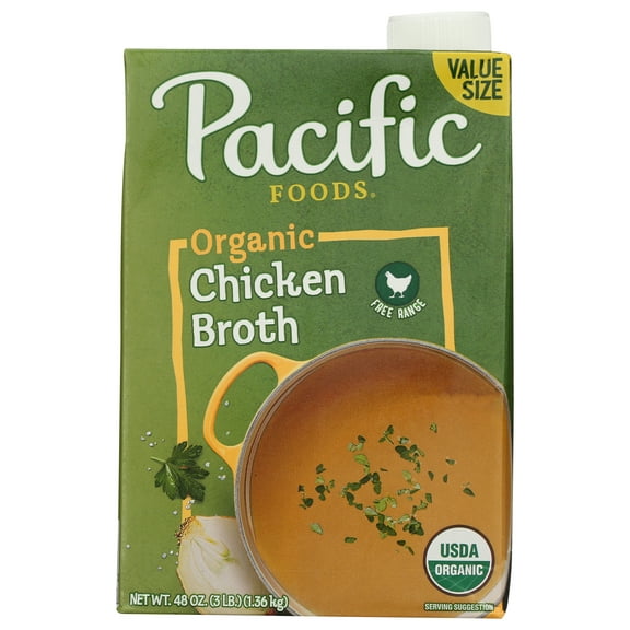 (Pack of 8), Pacific Foods Organic Free Range Chicken Broth, 48 oz