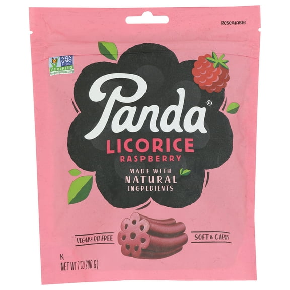 Pack of 8, Panda Natural Raspberry Licorice, 7 oz