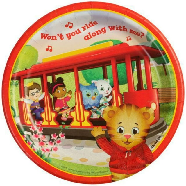 Pack of 8 Red and Green Daniel Tiger's Neighborhood Disposable Paper Dessert Plates 6"