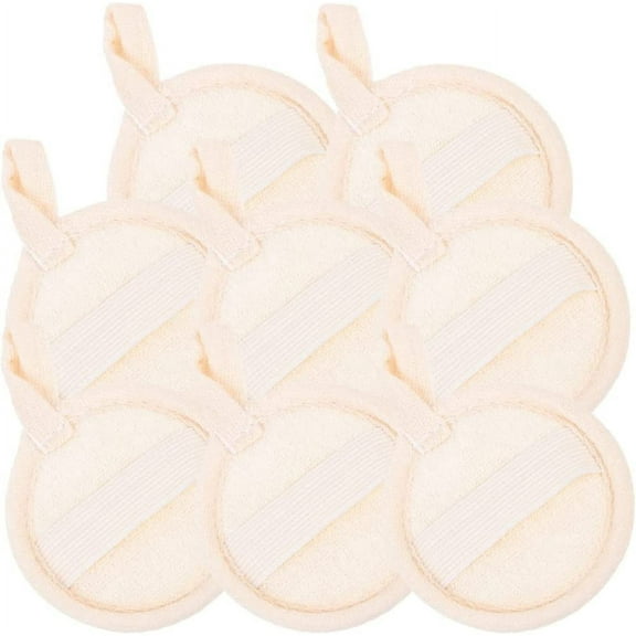 Pack of 8 Reusable Makeup Remover Pads Exfoliating Loofah Sponge Pads Face Eraser Puff for Home Travel Woman Skin Massage Loofah Cleaner