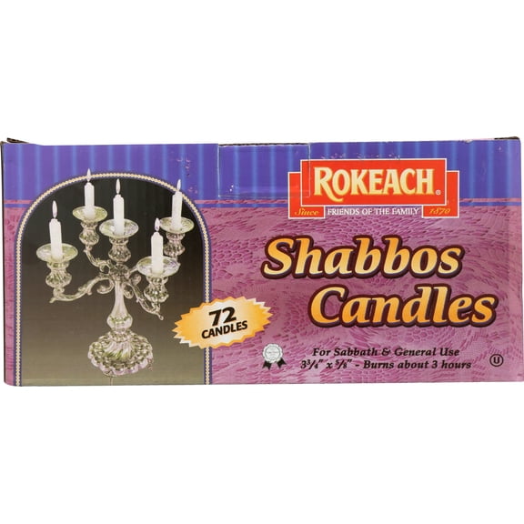 Pack of 8, Rokeach Shabbos Candles, 1 ea