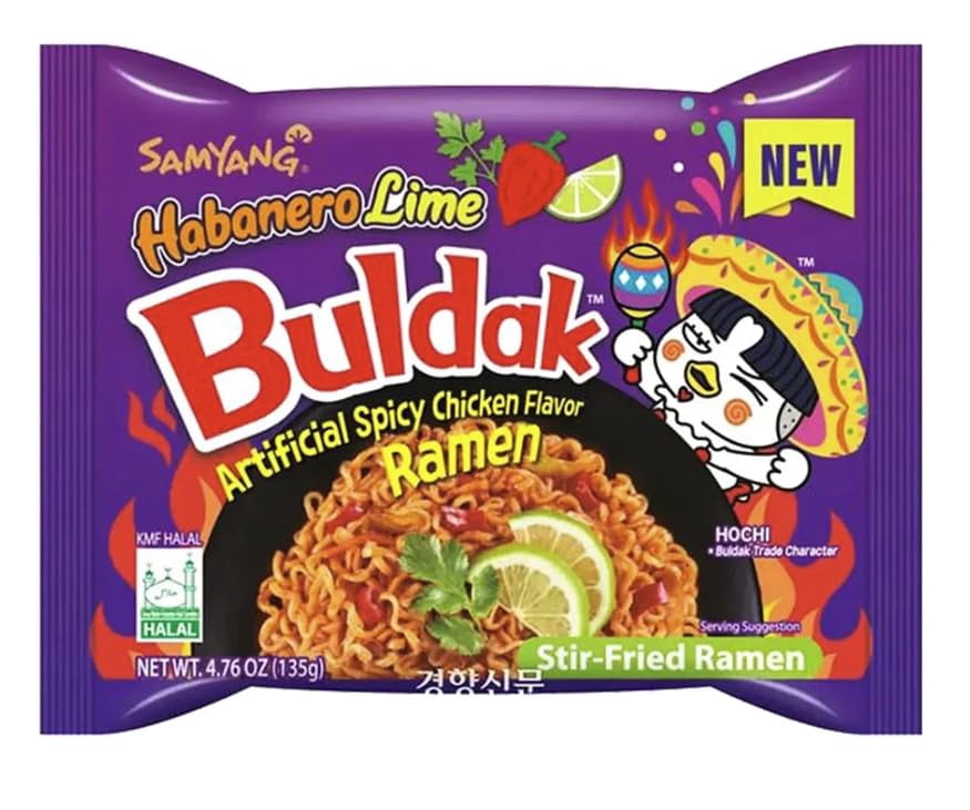 (Pack of 8) Samyang Ramen Spicy Chicken Hot & Lime 24.5 oz