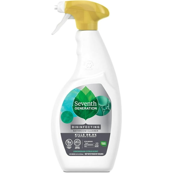 Pack of 8, Seventh Generation Disinfecting Bathroom Cleaner, Lemongrass Citrus Scent, 26 fl oz