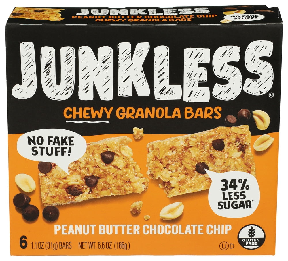 (Pack of 8) Simply Eight Junkless Chewy Granola Bars, Peanut Butter Chocolate Chip, 6 - 1.1 oz Bars