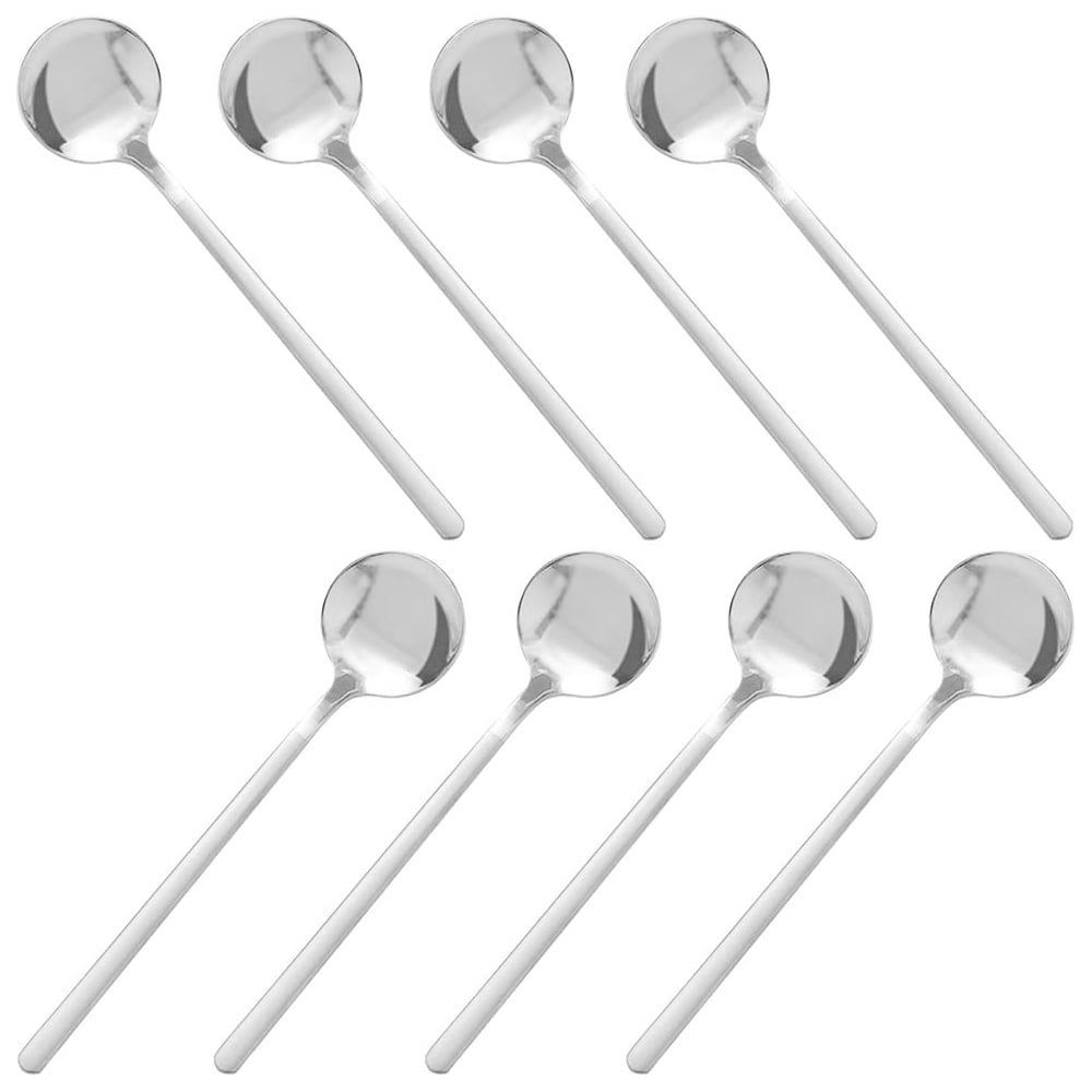 Set of 8 Silver Stainless Steel Mini Espresso Spoons