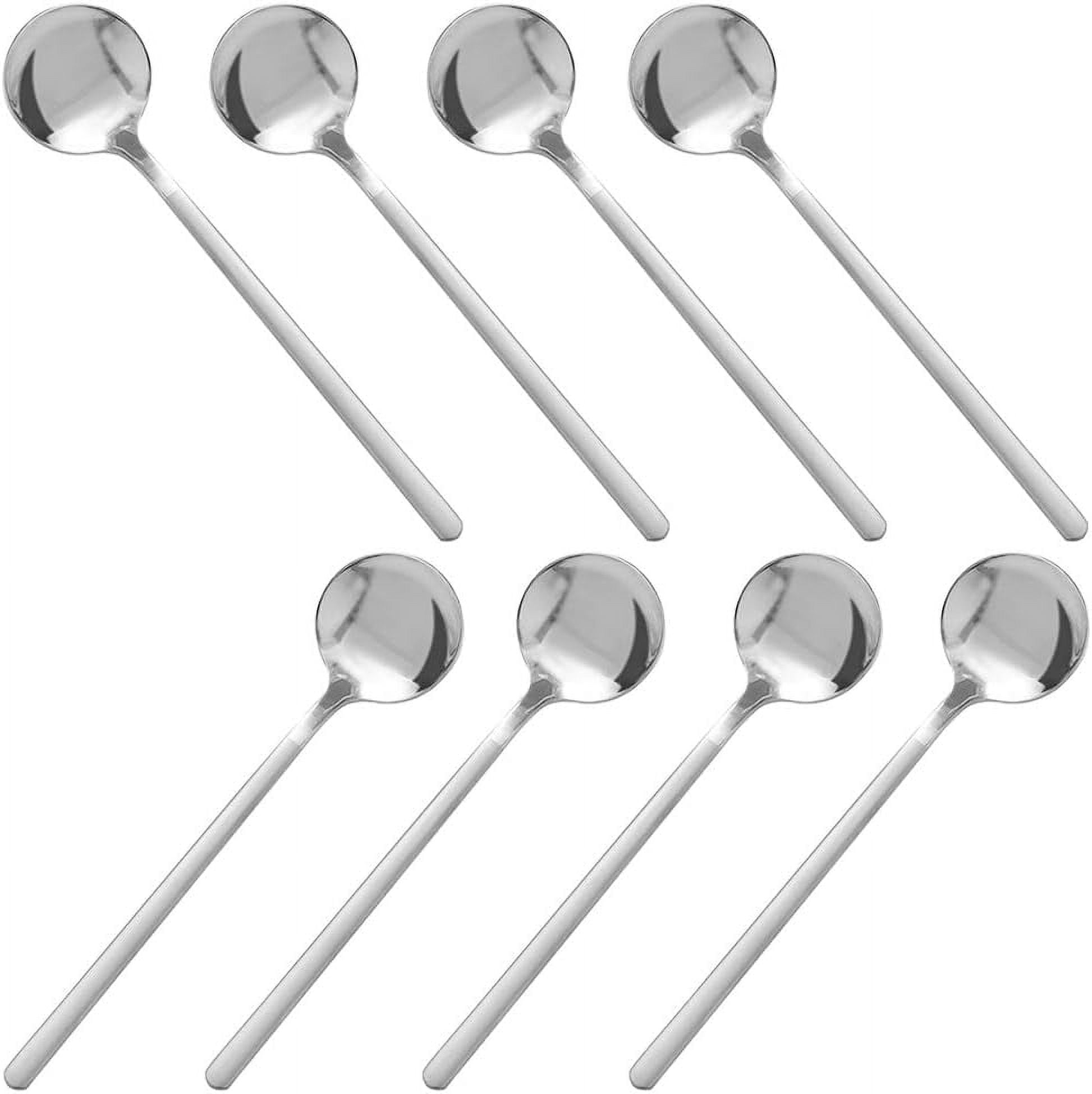 Set of 8 Silver Stainless Steel Mini Espresso Spoons