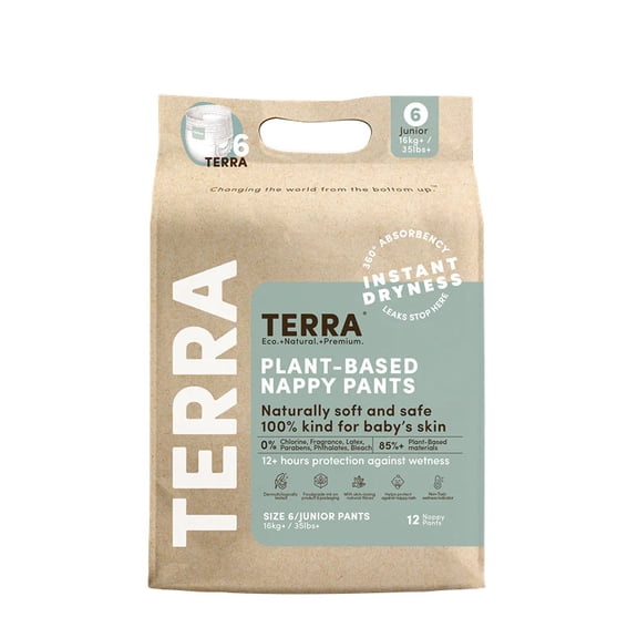 (Pack of 8) Terra Organics Diaper Jr Train Size 6 12 Each