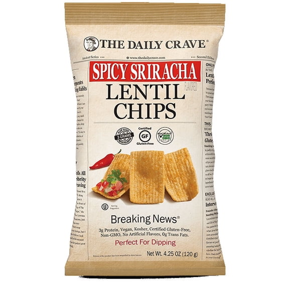 (Pack of 8) The Daily Crave Spicy Sriracha Lentil Chips, 4.25 oz