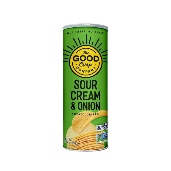 Pack of 8, The Good Crisp Company Sour Cream & Onion Potato Crisps, 5.6 oz