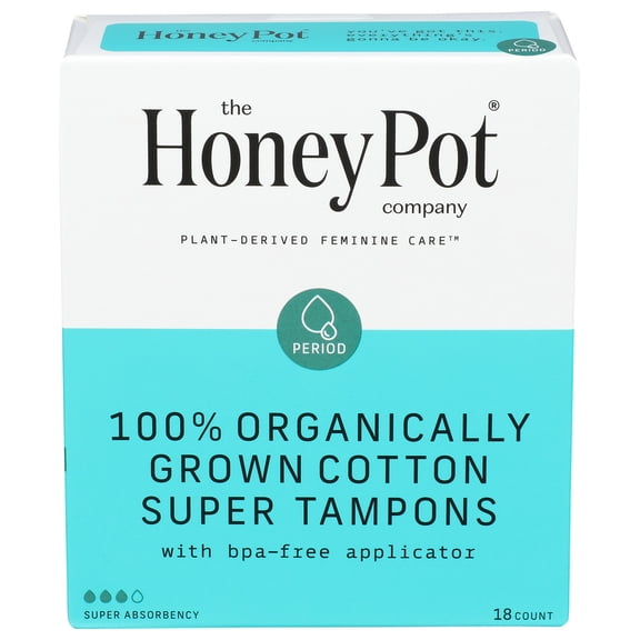 (Pack of 8) The Honey Pot Tampon Super Cotton 18 Each