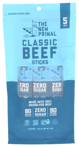 (Pack of 8) The New Primal Beef Stick Classic 5 pc 5 Oz