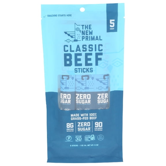 (Pack of 8) The New Primal Beef Stick Classic 5 pc 5 Oz