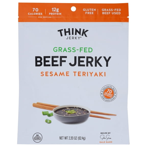 (Pack of 8) Think Jerky Beef Sesame Teriyaki 2.2 oz
