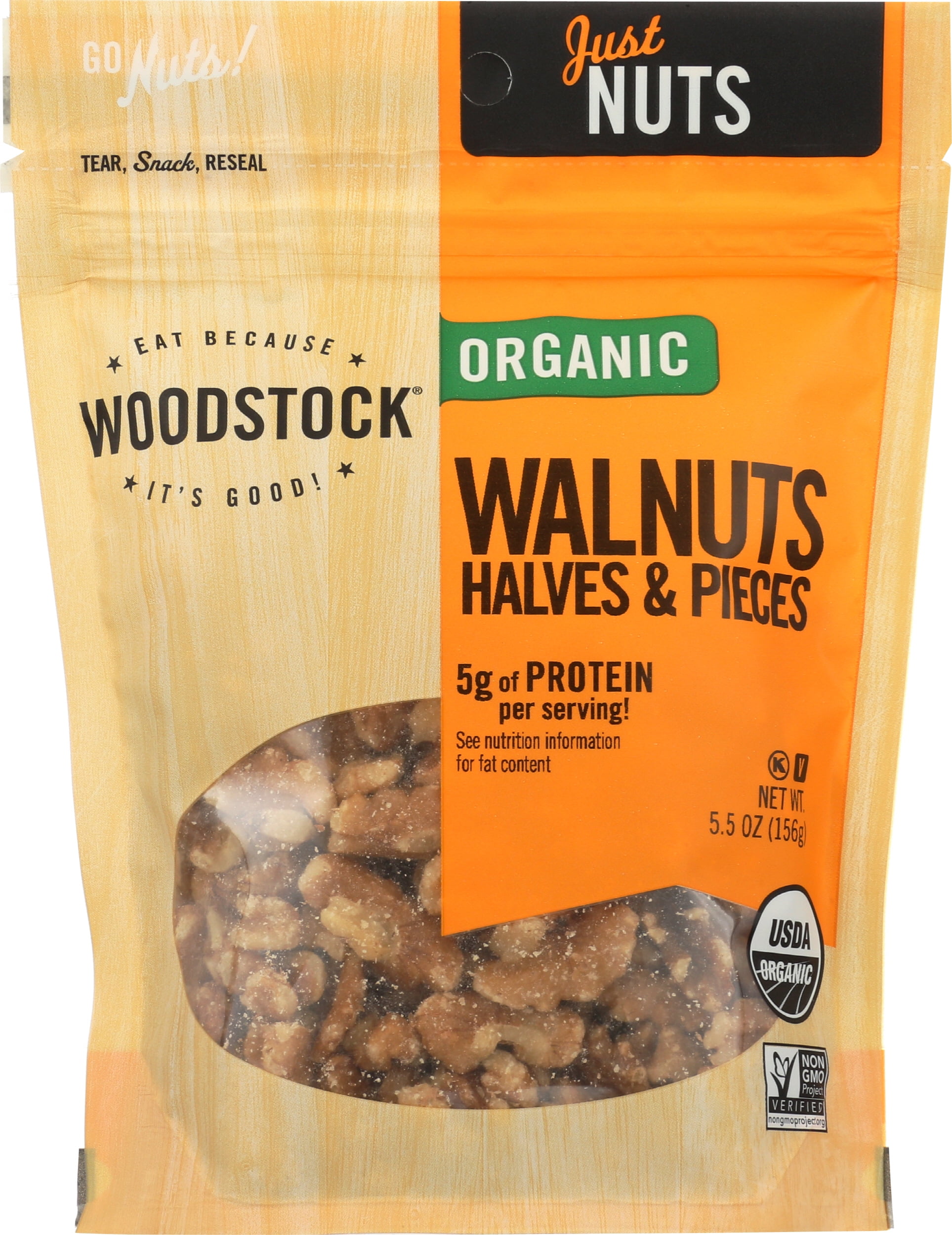 Pack of 8, Woodstock Organic Walnuts Halves & Pieces, 5.5 oz