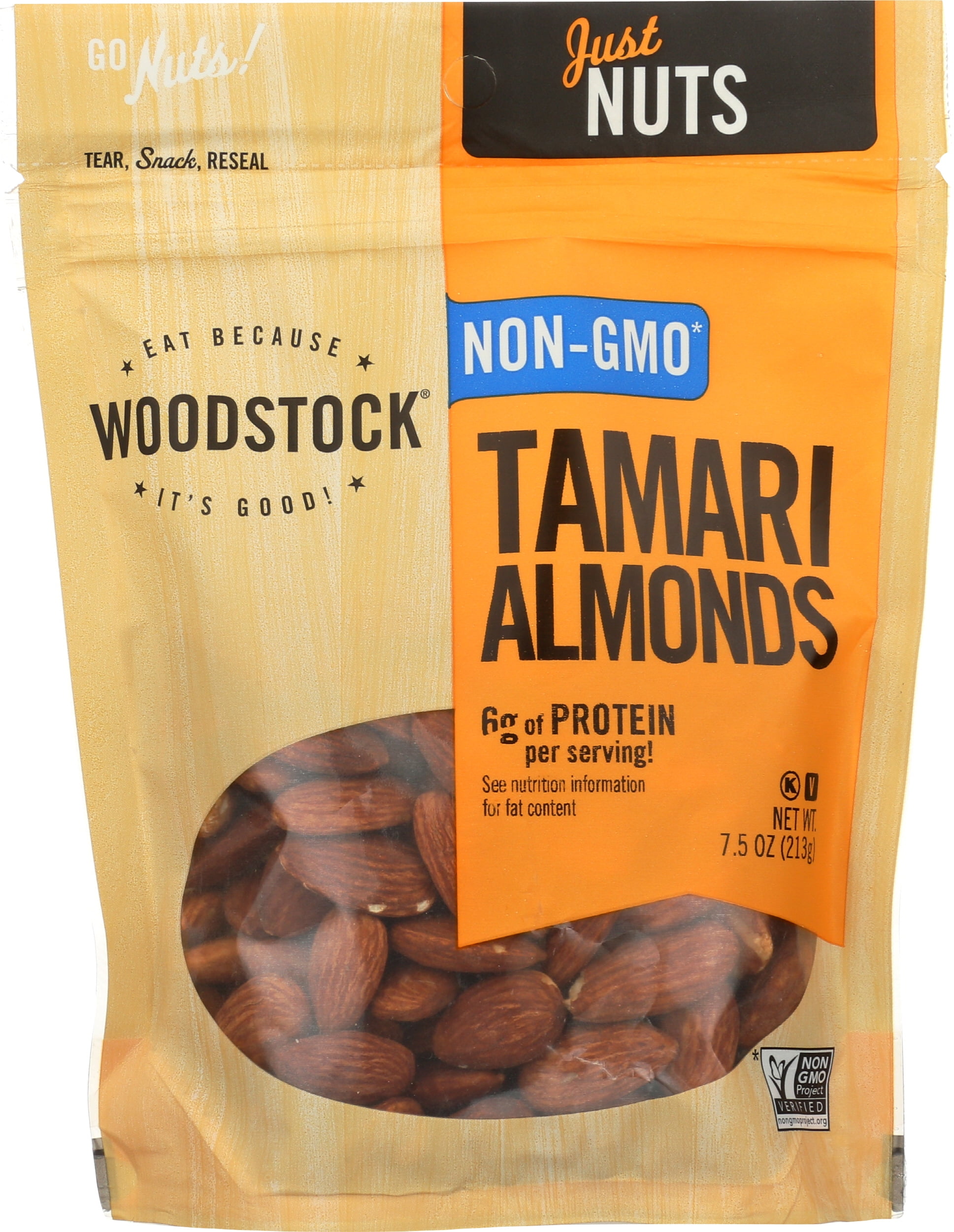 Pack of 8, Woodstock Tamari Almonds, 7.5 oz